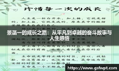 景菡一的成长之路：从平凡到卓越的奋斗故事与人生感悟
